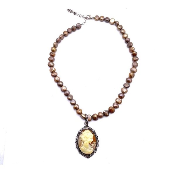 VINTAGE CLAUDIA AGUDELO EXEX 925 STERLING SILVER FAUX CAMEO PENDANT -N2491